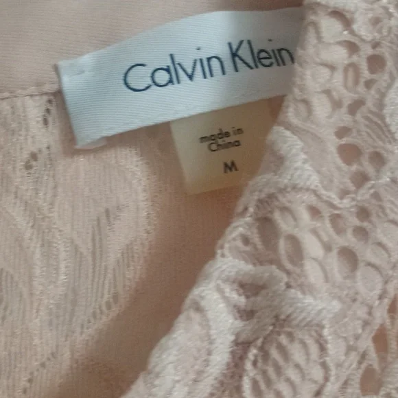 Calvin Klein Blush Floral Lace Sleeveless Blouse - Picture 4 of 6